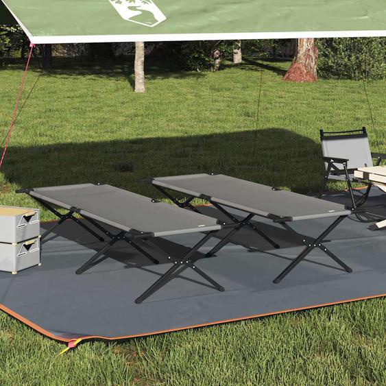Lit de camping pliant Gris Tissu Oxford