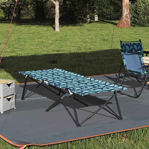 Lit de camping pliant Motif de feuille 206 x 76 x 74 cm