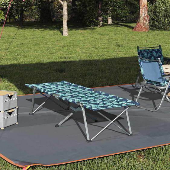 Lit de camping pliant Motif de feuille 62 x 194 x 42 cm