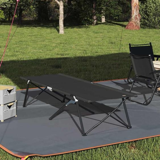 Lit de camping pliant Noir 206 x 76 x 74 cm Tissu Oxford