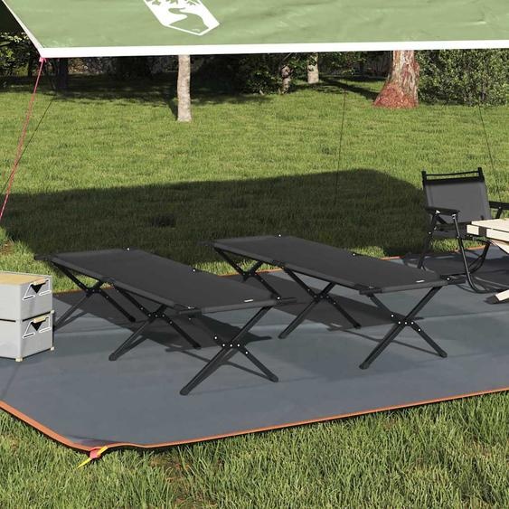 Lit de camping pliant Noir Tissu Oxford