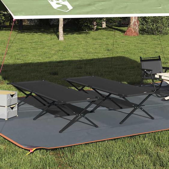 Lit de camping pliant Noir Tissu Oxford
