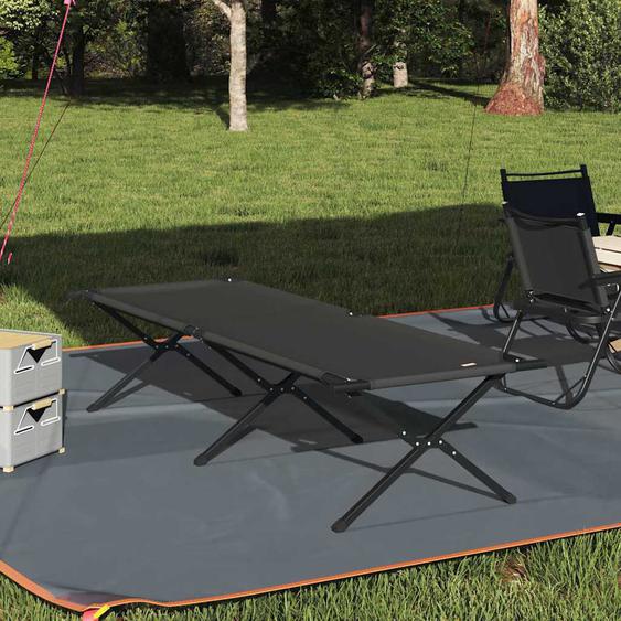 Lit de camping pliant Noir Tissu Oxford