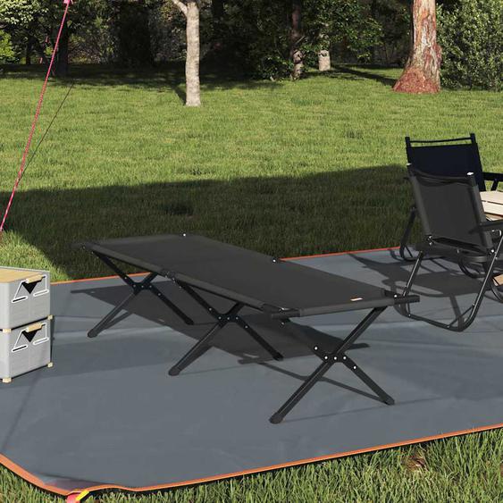 Lit de camping pliant Noir Tissu Oxford