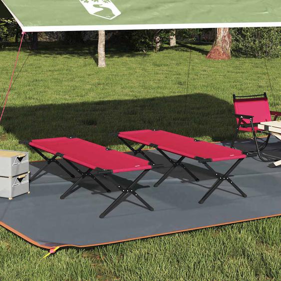 Lit de camping pliant Rouge Tissu Oxford