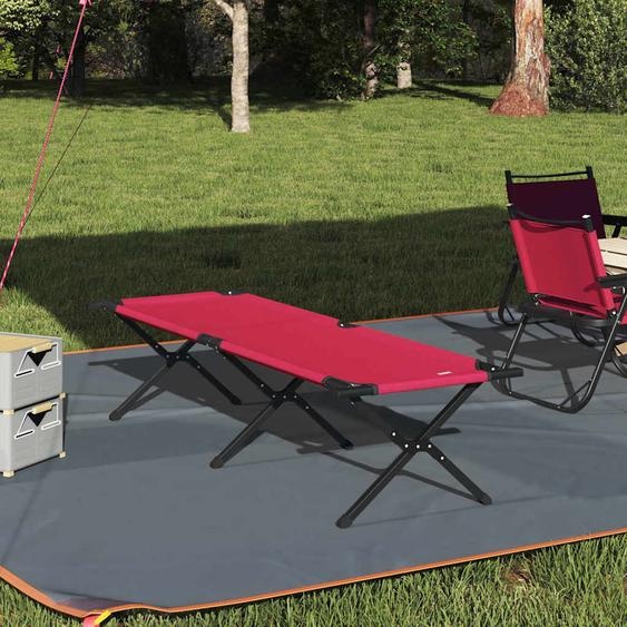 Lit de camping pliant Rouge Tissu Oxford