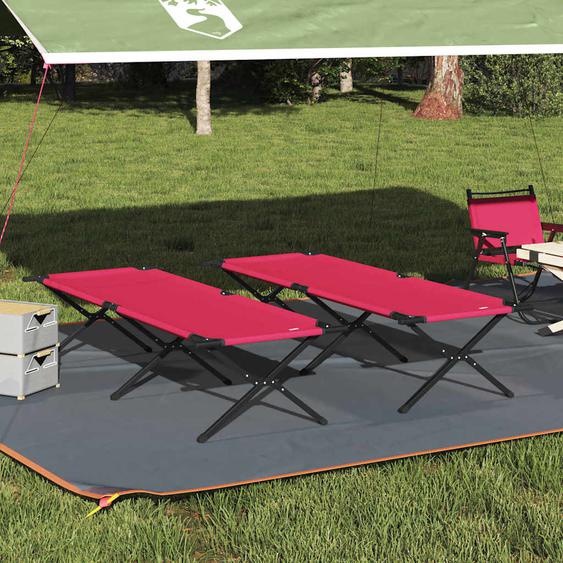 Lit de camping pliant Rouge Tissu Oxford