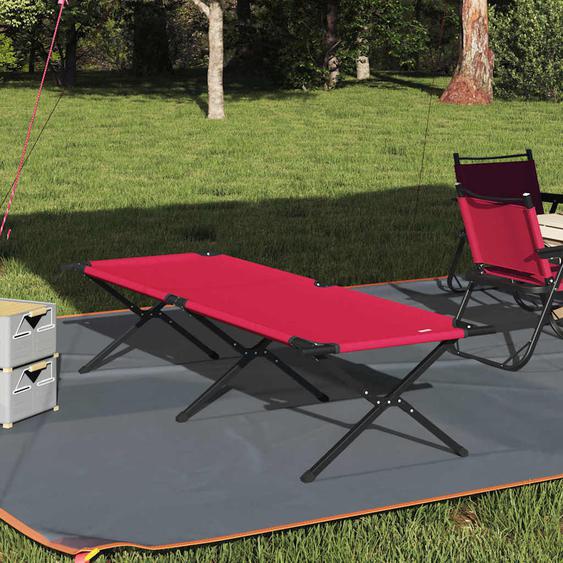 Lit de camping pliant Rouge Tissu Oxford