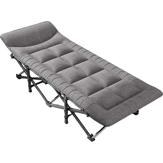 Lit de camping, tissu doux, oreiller intégré, gris foncé