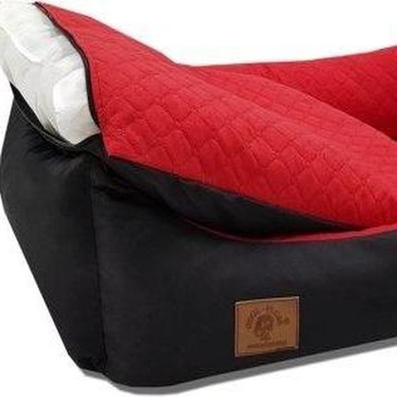 Lit de chien - 100 x 70 cm - housse lavable - imperméable - lit de chien - coussin - rouge / noir