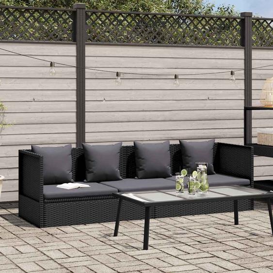 Lit de jardin avec coussin et oreiller Résine tressée Noir
