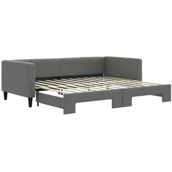 Lit de jour avec lit gigogne - MOTHINESSTO - YY08311 - Gris foncé - 90x200 cm - Tissu polyester