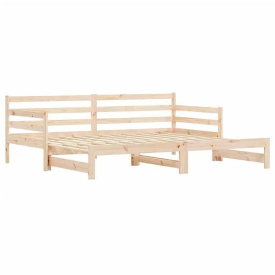 Lit de jour avec lit gigogne - SALUTUYA - BD2368 - Bois de pin massif - 90x200 cm - 2 places