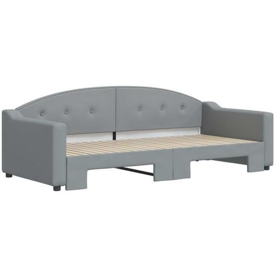 Lit de jour avec lit gigogne - SALUTUYA - BD8067 - Gris clair - 90x200 cm - Tissu durable