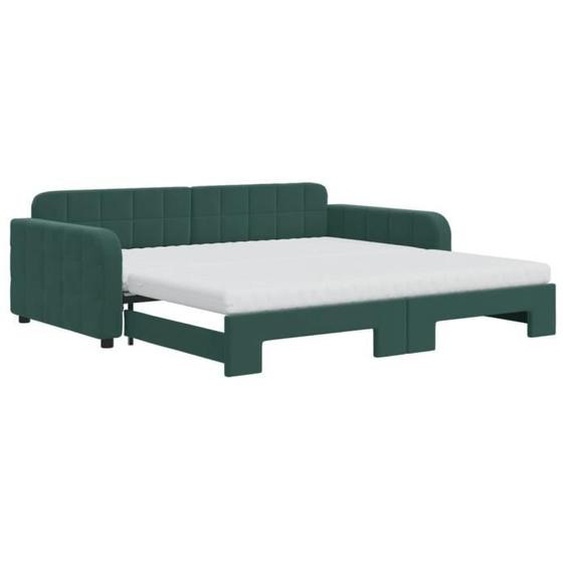 Lit de jour et gigogne - MOTHINESSTO - YY13940 - Velours vert foncé - 2 matelas inclus - 2/3 places