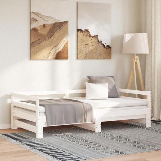 Lit de jour et lit gigogne - Adolescent 1 personne - 90x200 cm bois massif - 203,5x97,5x56,5 cm CLHOT0006458
