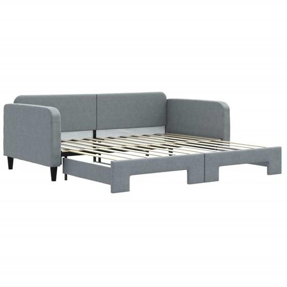 Lit de jour avec gigogne sans matelas gris clair 100x200 cm