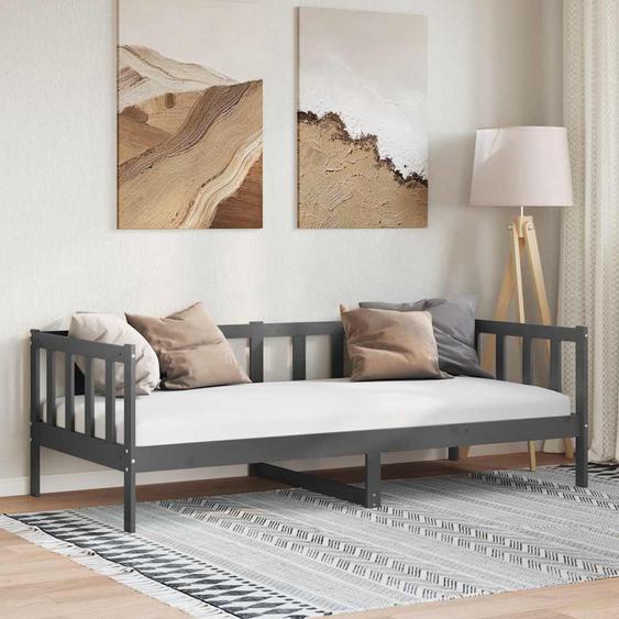 Lit de jour sans matelas gris bois de pin massif 90x200 cm