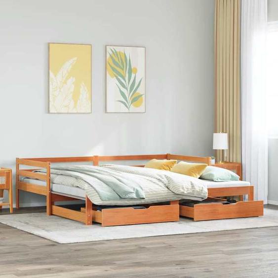 Lit de jour simple - SWEET - avec gigogne et tiroirs - 90x190 cm - 696054