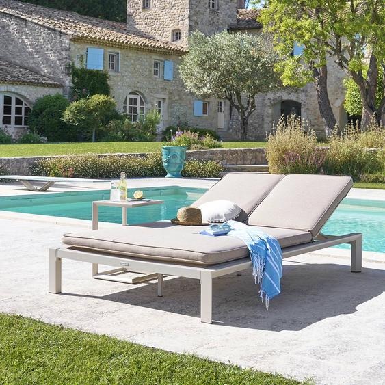 Lit de piscine double ÉVASION Argile   Beige 2 places - Aluminium traité époxy, Texaline Hespéride
