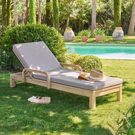 Lit de piscine PAPOUASIE Beige / Acacia certifié FSC®, Acrylique Hespéride