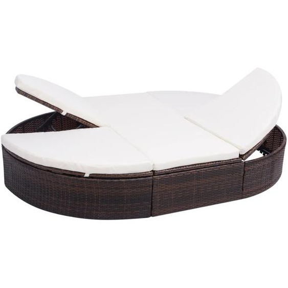 Lit de repos dextérieur avec coussin Résine tressée Marron