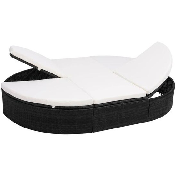 Lit de repos dextérieur avec coussin Résine tressée Noir