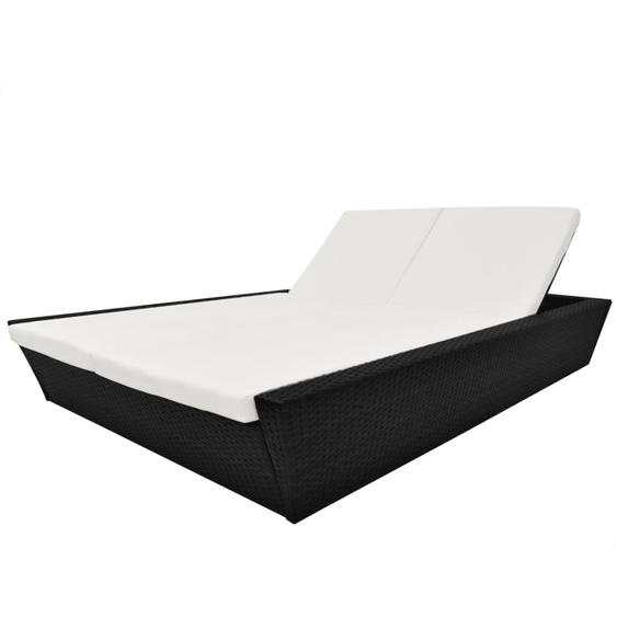 Lit de repos dextérieur avec coussin Résine tressée Noir