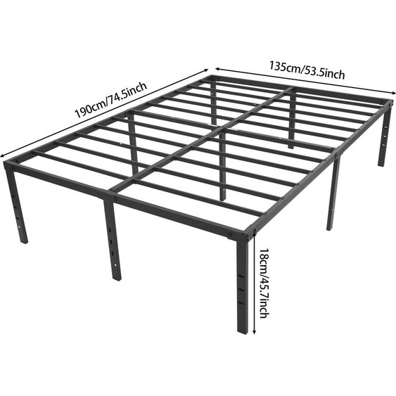 Lit double avec cadre - Structure de lit pliante - Grande capacité de charge, gain de place, construction métallique robuste, design moderne, idéal pour les chambres à coucher et les chambres damis, couleur noire