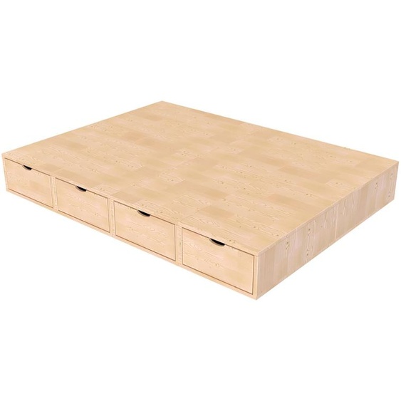 Lit double avec rangement tiroirs Cube - 140x200