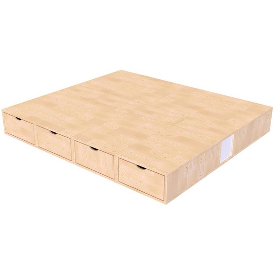 Lit double avec rangement tiroirs Cube - 160x200