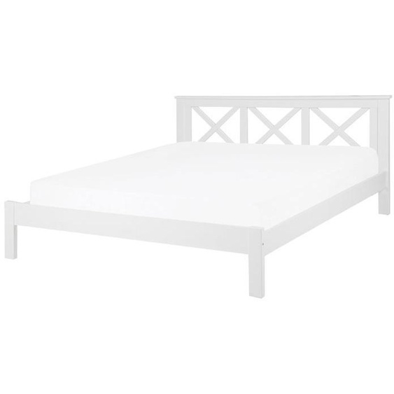 Lit double en bois blanc 180 x 200 cm TANNAY