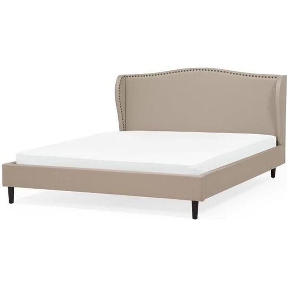 Lit double en tissu beige 180x200 cm COLMAR - BELIANI - Classique - Intemporel
