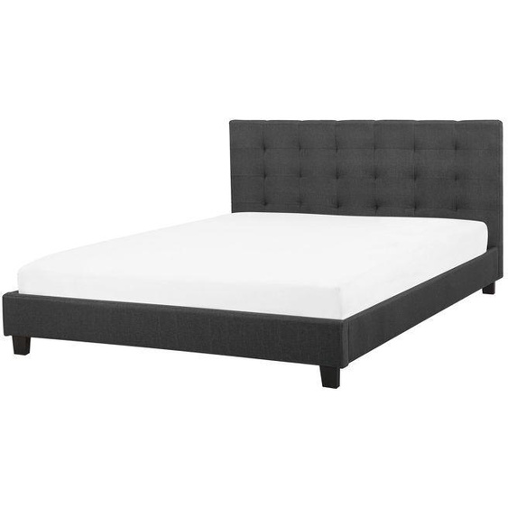Lit double en tissu gris foncé 140 x 200 cm LA ROCHELLE