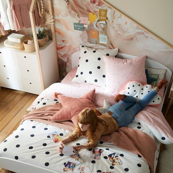 Lit double enfant LIGNE CONFETTI blanc