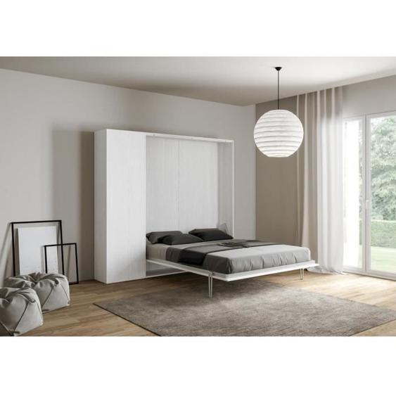 Lit double escamotable vertical - Kentaro - ISOKA - Frêne blanc - 160x190 cm - 2 places