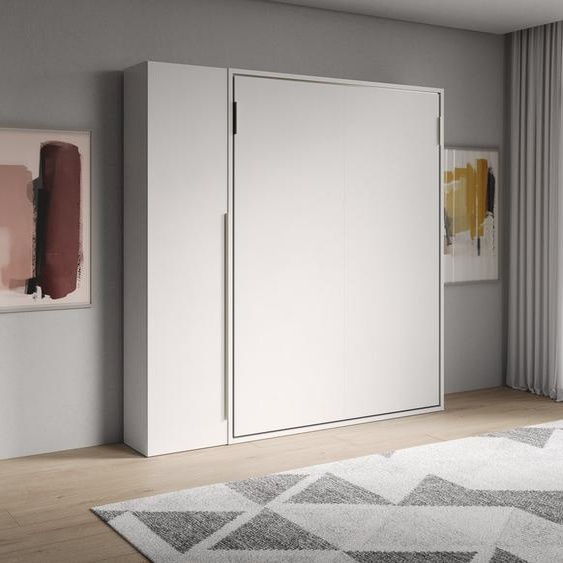 Lit double escamotable vertical Versia 160 avec armoire 1 porte droite Blanc
