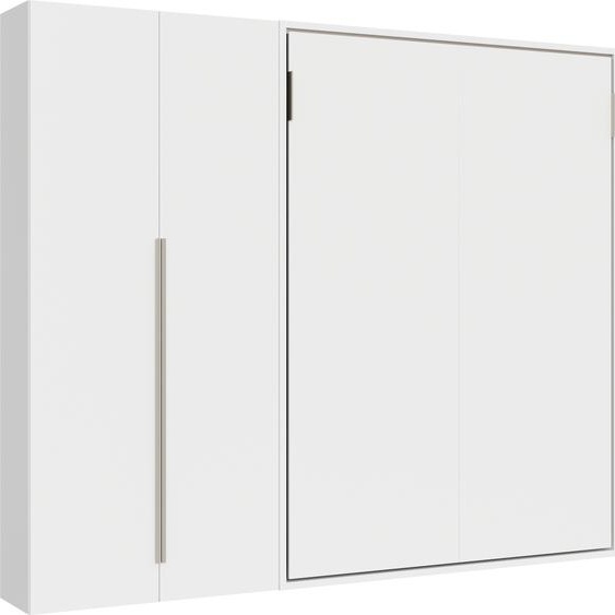 Lit double escamotable vertical Versia 160 avec armoire gauche 2 portes blanche