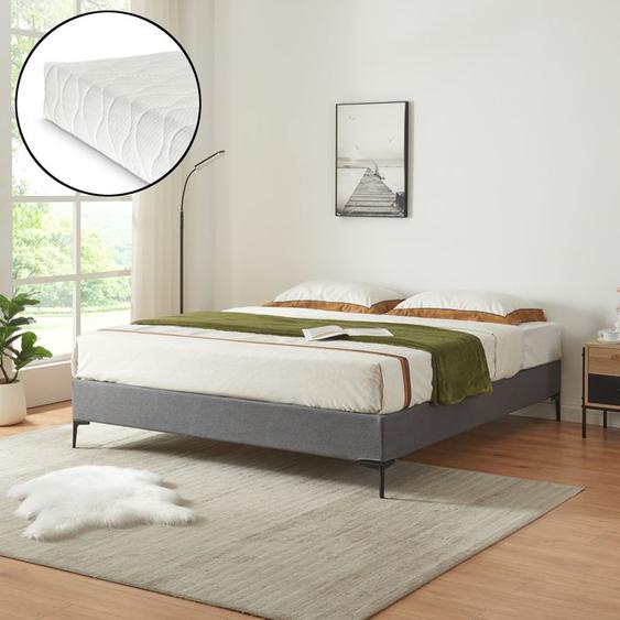 Lit double Lilla avec matelas à mousse froid 180 x 200 cm gris foncé