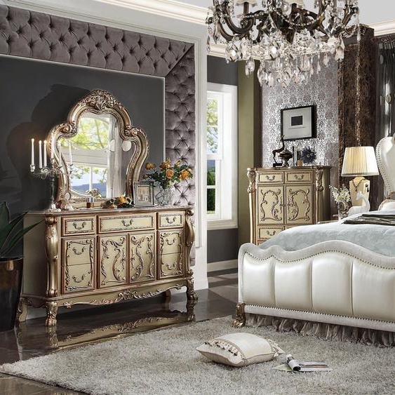 Lit double Lit matrimonial Design Lits de luxe Baroque Rococo Style antique nouveau 184x214