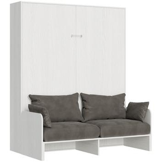 Lit double Sofà Kentaro escamotable vertical Frêne Blanc