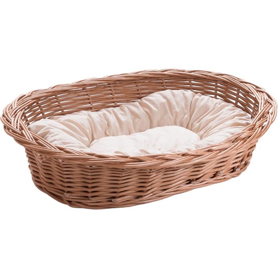 Lit en osier pour chiens, chats et autres animaux, doux, couchage, panier avec coussin, 2 pièces, K30 - Crème