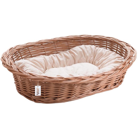 Lit en osier pour chiens, chats et autres animaux, doux, panier de repos avec coussin, 10, K30 - Crème