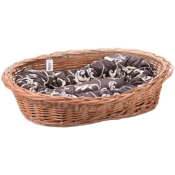 Lit en osier pour chiens, chats et autres animaux, doux, panier de repos avec coussin, 2, K22 - vertèbres blanches sur fond marron
