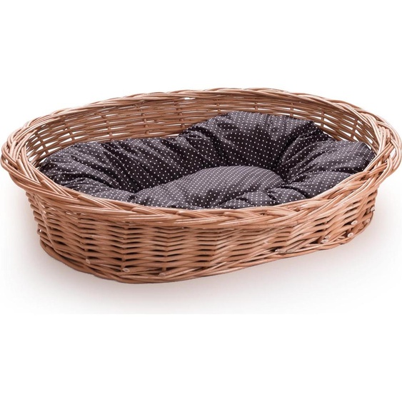 Lit en osier pour chiens, chats et autres animaux, doux, panier de repos avec coussin, 4, K12 - points blancs sur marron