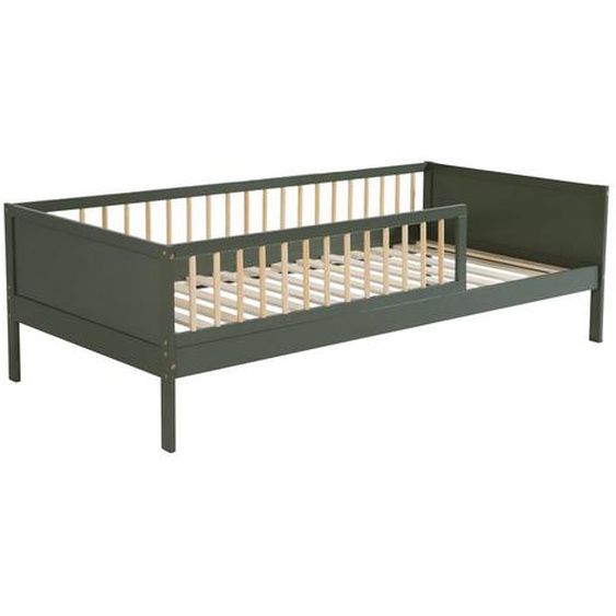 Lit Enfant 90 X 190 Cm Pin Naturel Sommier À Lattes Inclus Elio Vert