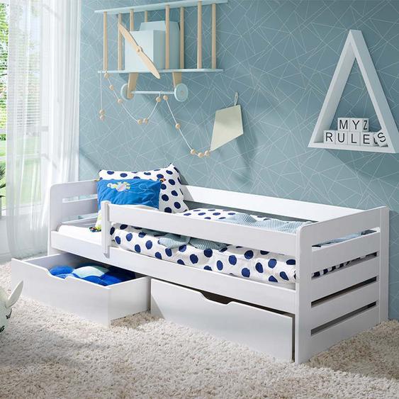 Lit enfant BELLA personnalisable - Blanc - 80 cm x 170 cm - Pin Massif