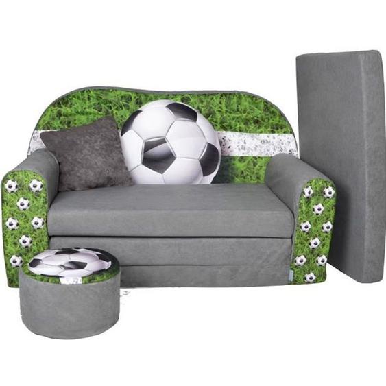 Lit enfant - Canapé pouf + coussin - Sofa convertibles football - Gris - FORTISLINE - Enfant