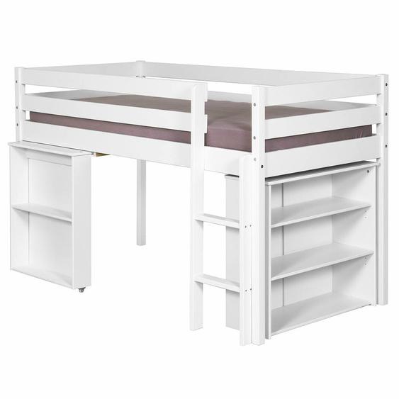 Lit Enfant Combiné Avec Matelas Bois Massif Davon Blanc
