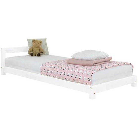 Lit enfant DREAMY 120 x 180 blanc - GENERIQUE - Bois massif - A lattes - Enfant
